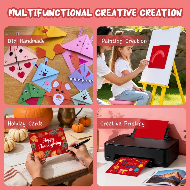 Aidunmis 40 Sheets Red Cardstock Paper 8.5 x 11, Red Card Stock Paper, Cardstock Printer Paper 8.5 x 11, 200 GSM Red Construction Paper, Heavy Card Stock for DIY Cards, Invitations, Greeting Cards - Image 5